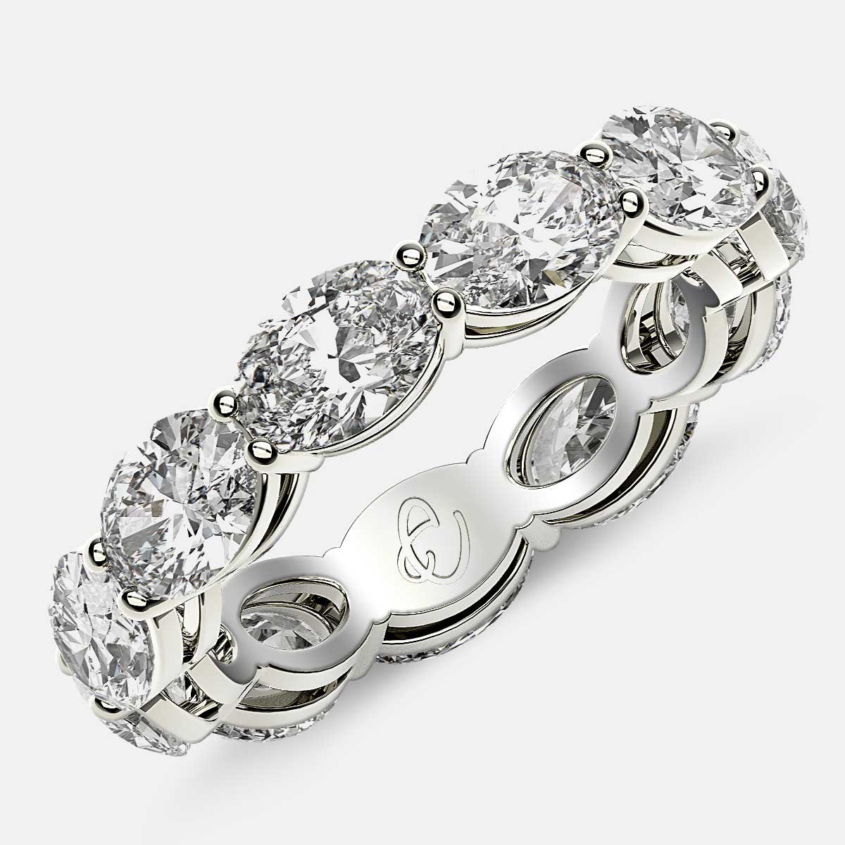 Open Gallery Eternity Ring with Oval Diamonds in Platinum