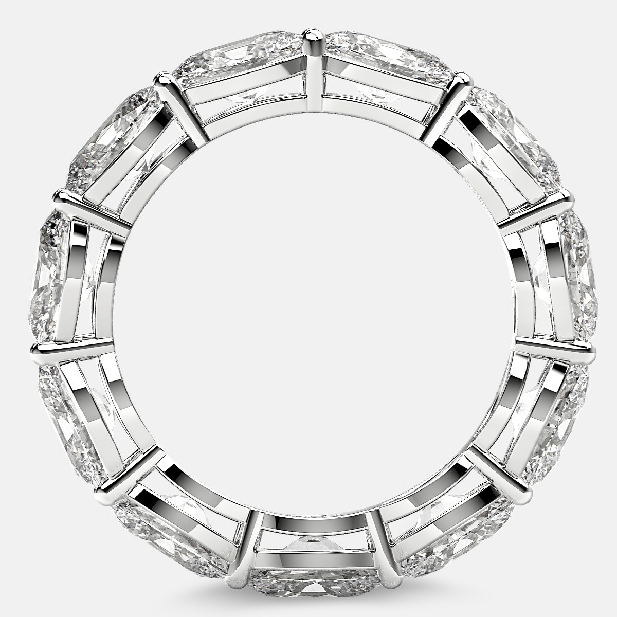 Open Gallery Eternity Ring with Oval Diamonds in Platinum