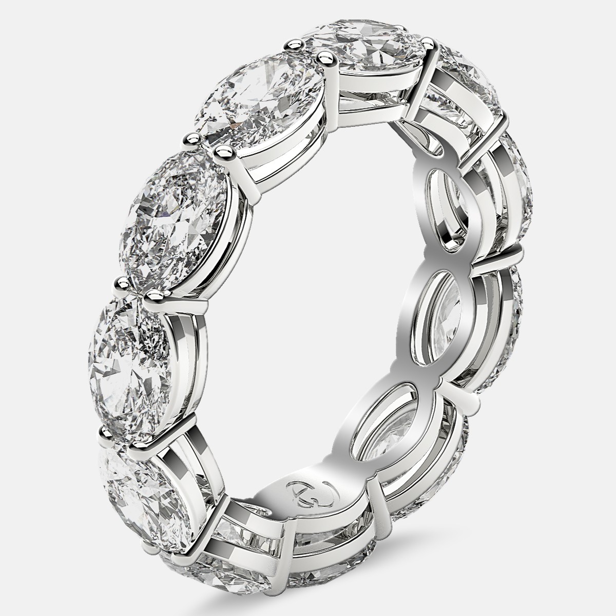 Open Gallery Eternity Ring with Oval Diamonds in Platinum