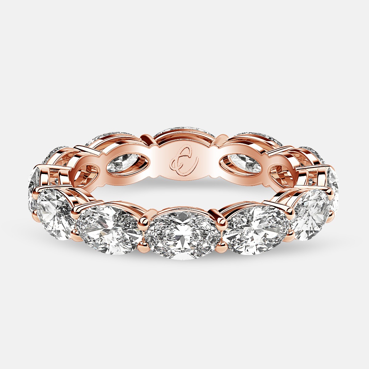 Open Gallery Eternity Ring with Oval Diamonds in 18k Rose Gold