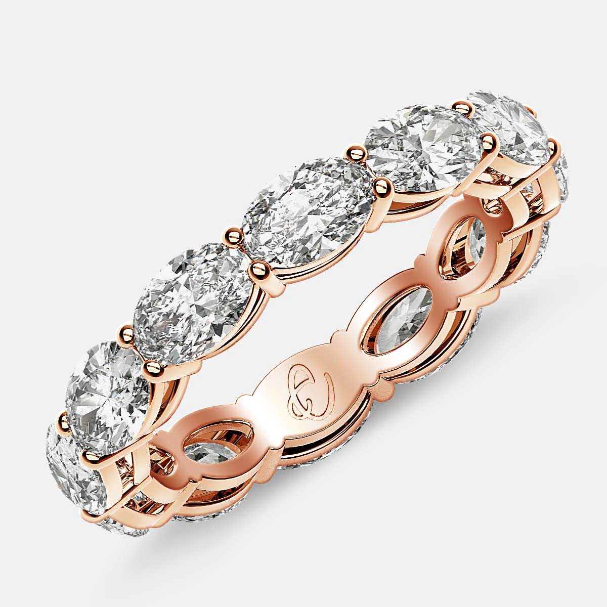 Open Gallery Eternity Ring with Oval Diamonds in 18k Rose Gold