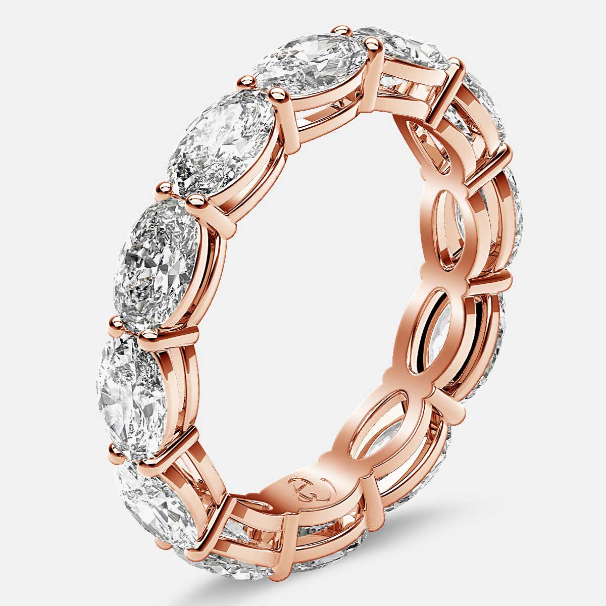 Open Gallery Eternity Ring with Oval Diamonds in 18k Rose Gold