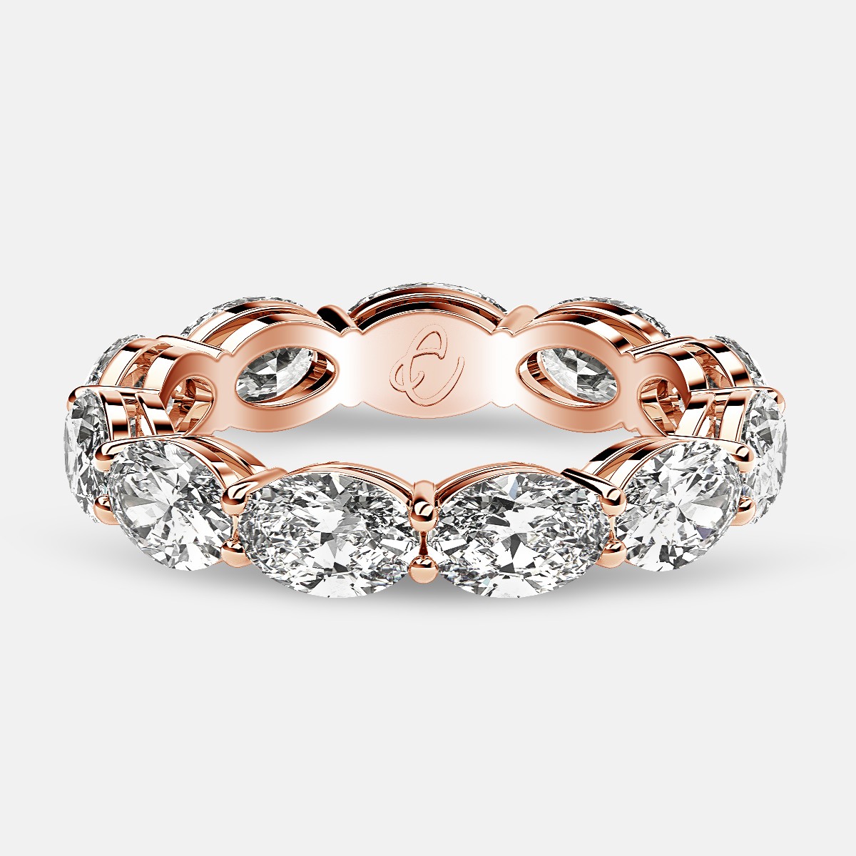 Open Gallery Eternity Ring with Oval Diamonds in 18k Rose Gold