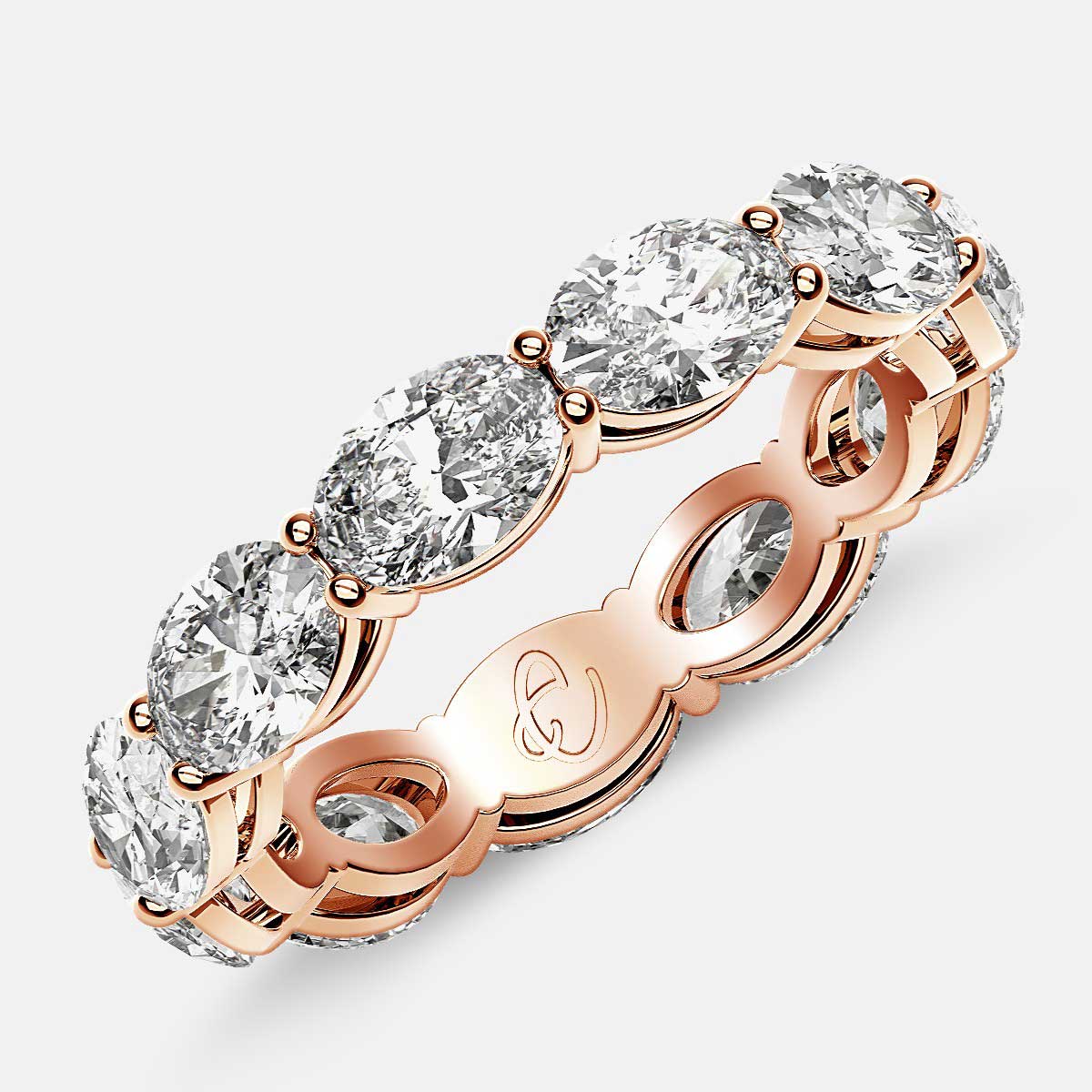 Open Gallery Eternity Ring with Oval Diamonds in 18k Rose Gold