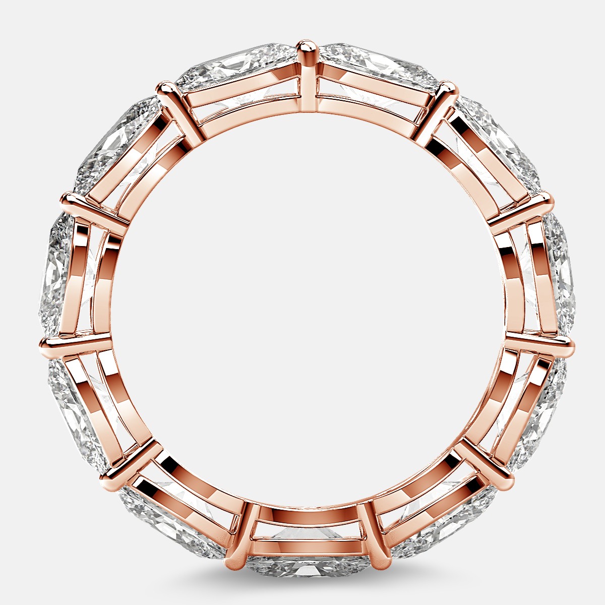 Open Gallery Eternity Ring with Oval Diamonds in 18k Rose Gold