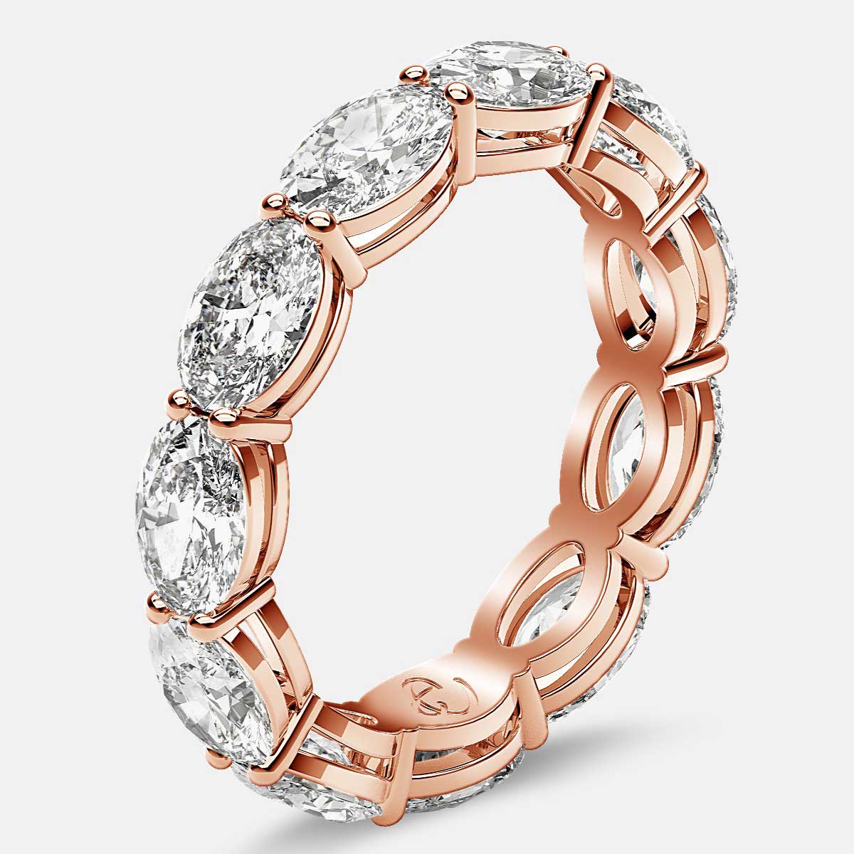 Open Gallery Eternity Ring with Oval Diamonds in 18k Rose Gold