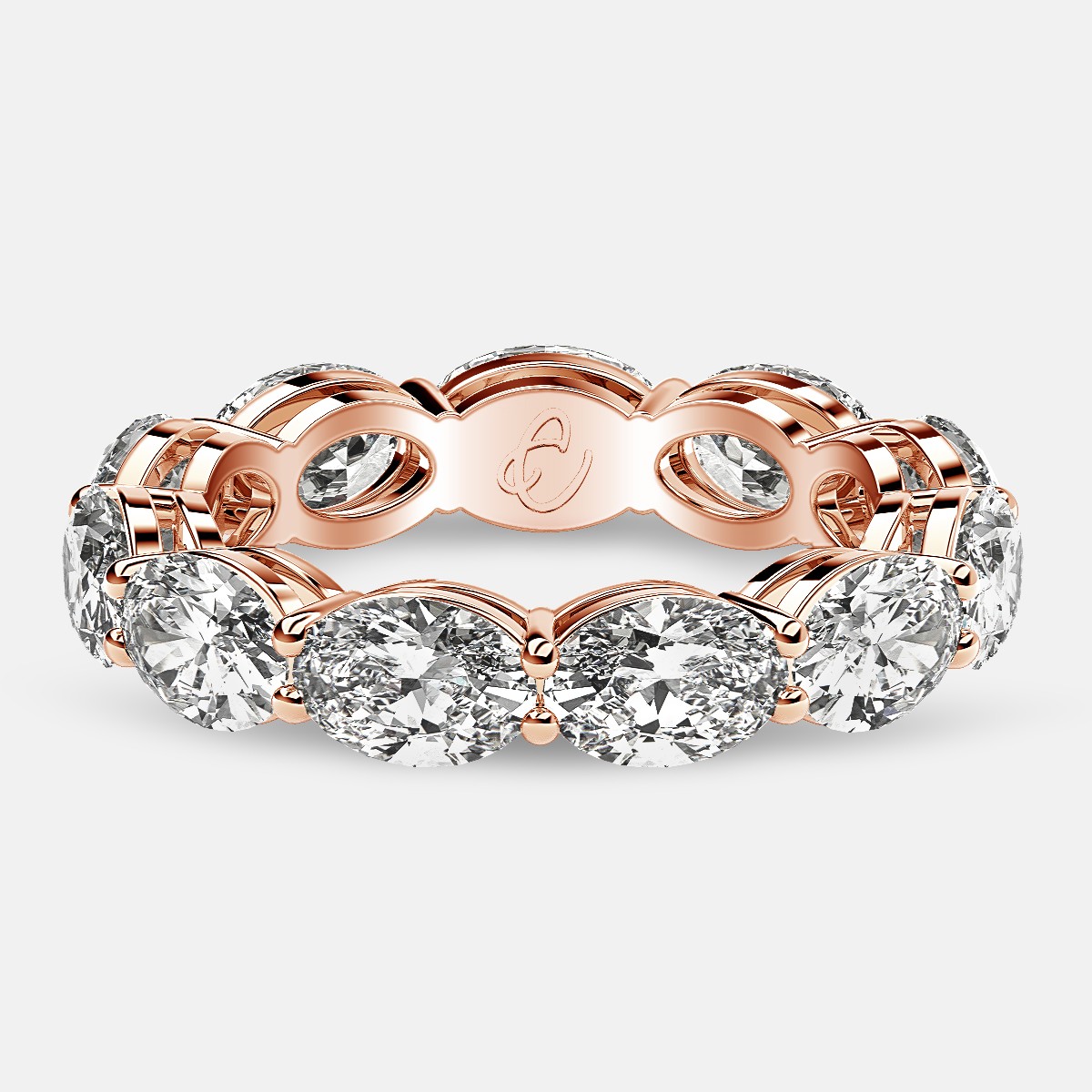 Open Gallery Eternity Ring with Oval Diamonds in 18k Rose Gold