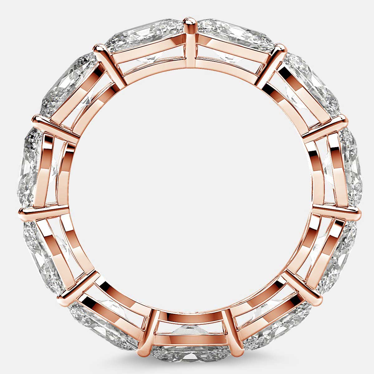 Open Gallery Eternity Ring with Oval Diamonds in 18k Rose Gold