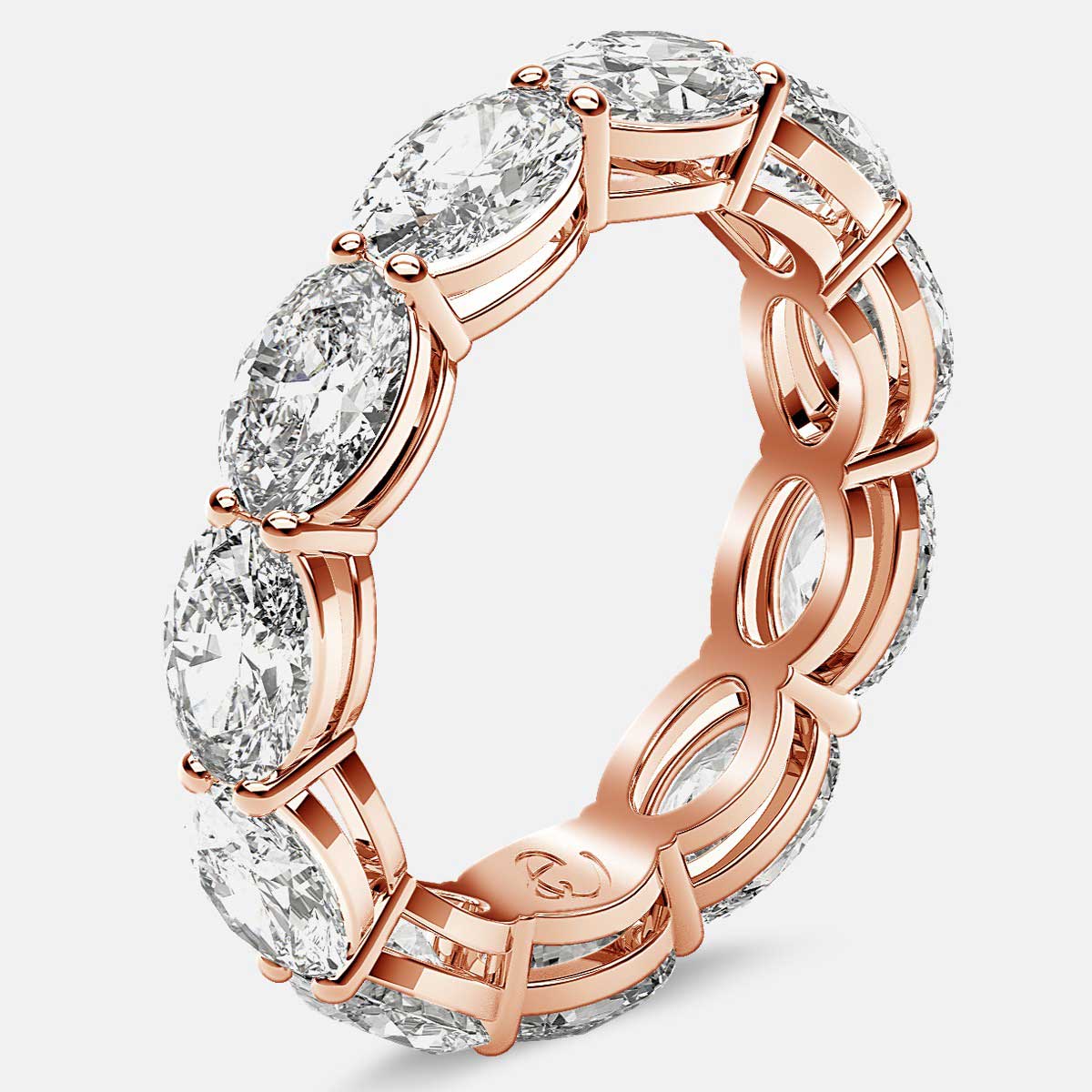 Open Gallery Eternity Ring with Oval Diamonds in 18k Rose Gold