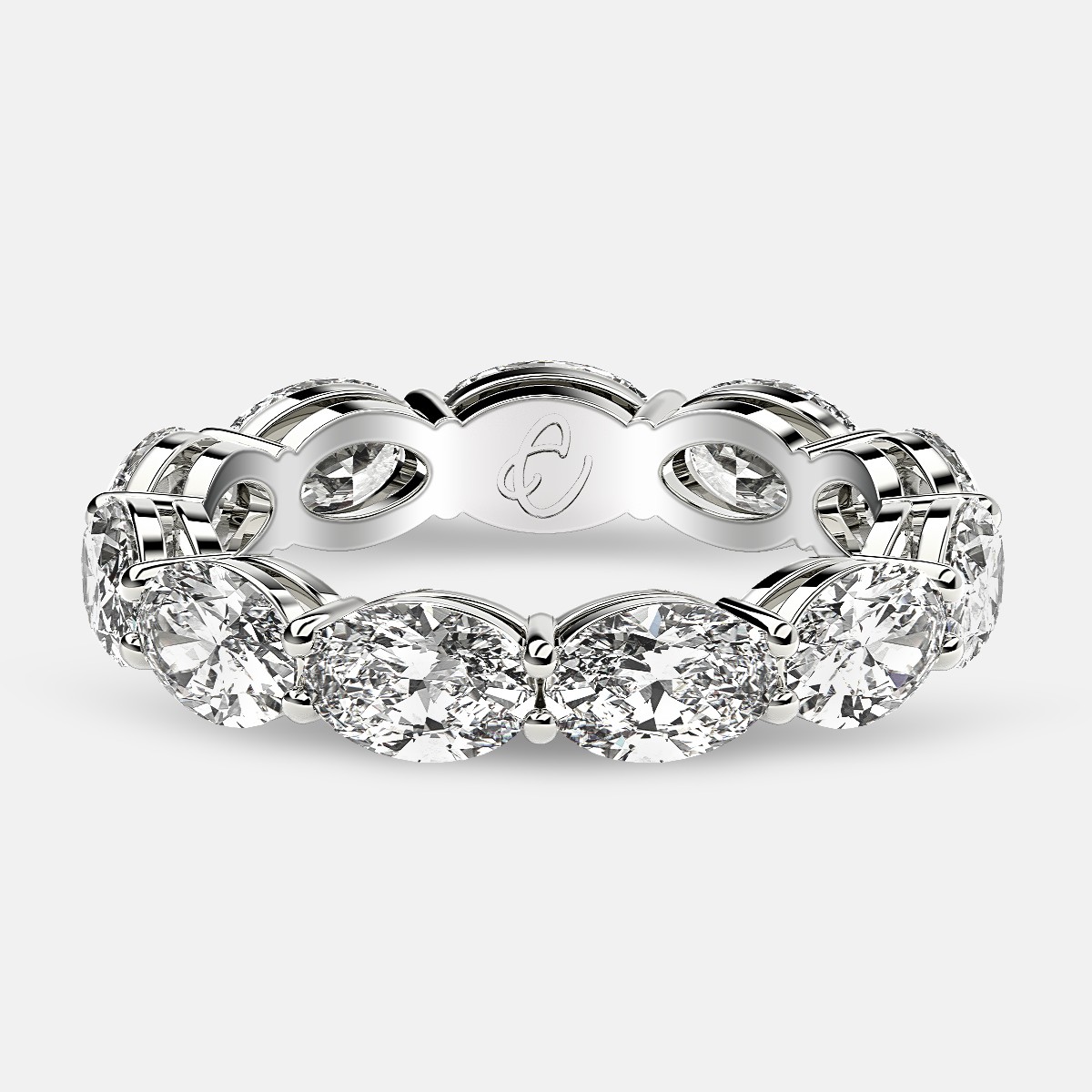 Open Gallery Eternity Ring with Oval Diamonds in 18k White Gold