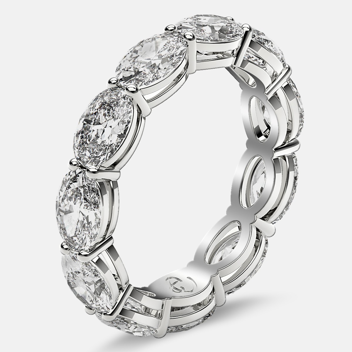 Open Gallery Eternity Ring with Oval Diamonds in 18k White Gold