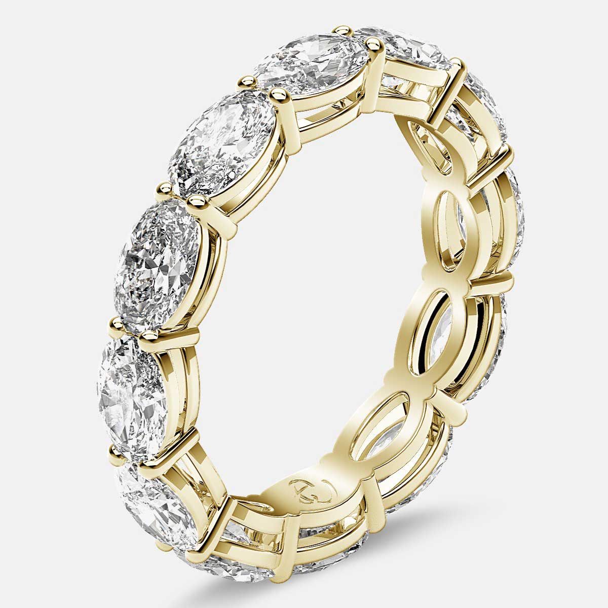 Open Gallery Eternity Ring with Oval Diamonds in 18k Yellow Gold