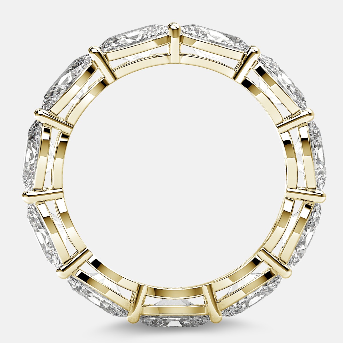 Open Gallery Eternity Ring with Oval Diamonds in 18k Yellow Gold