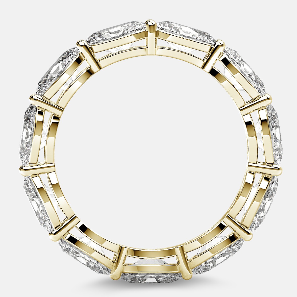 Open Gallery Eternity Ring with Oval Diamonds in 18k Yellow Gold