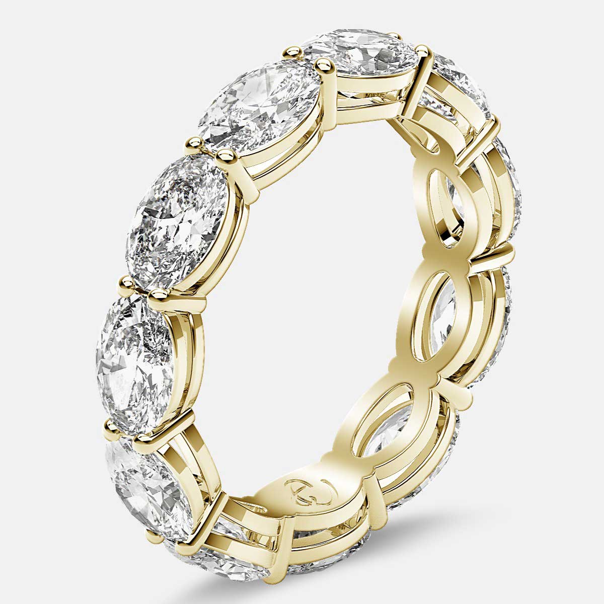 Open Gallery Eternity Ring with Oval Diamonds in 18k Yellow Gold