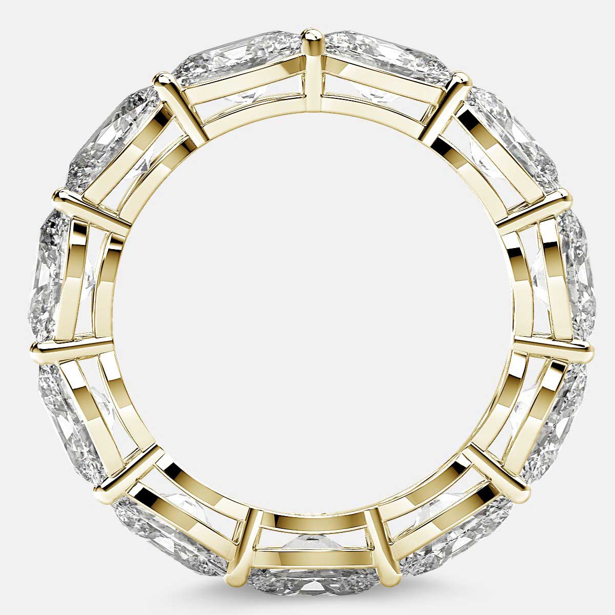 Open Gallery Eternity Ring with Oval Diamonds in 18k Yellow Gold