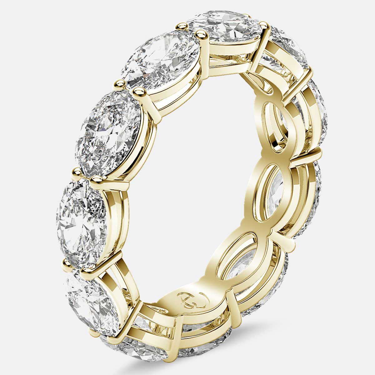 Open Gallery Eternity Ring with Oval Diamonds in 18k Yellow Gold