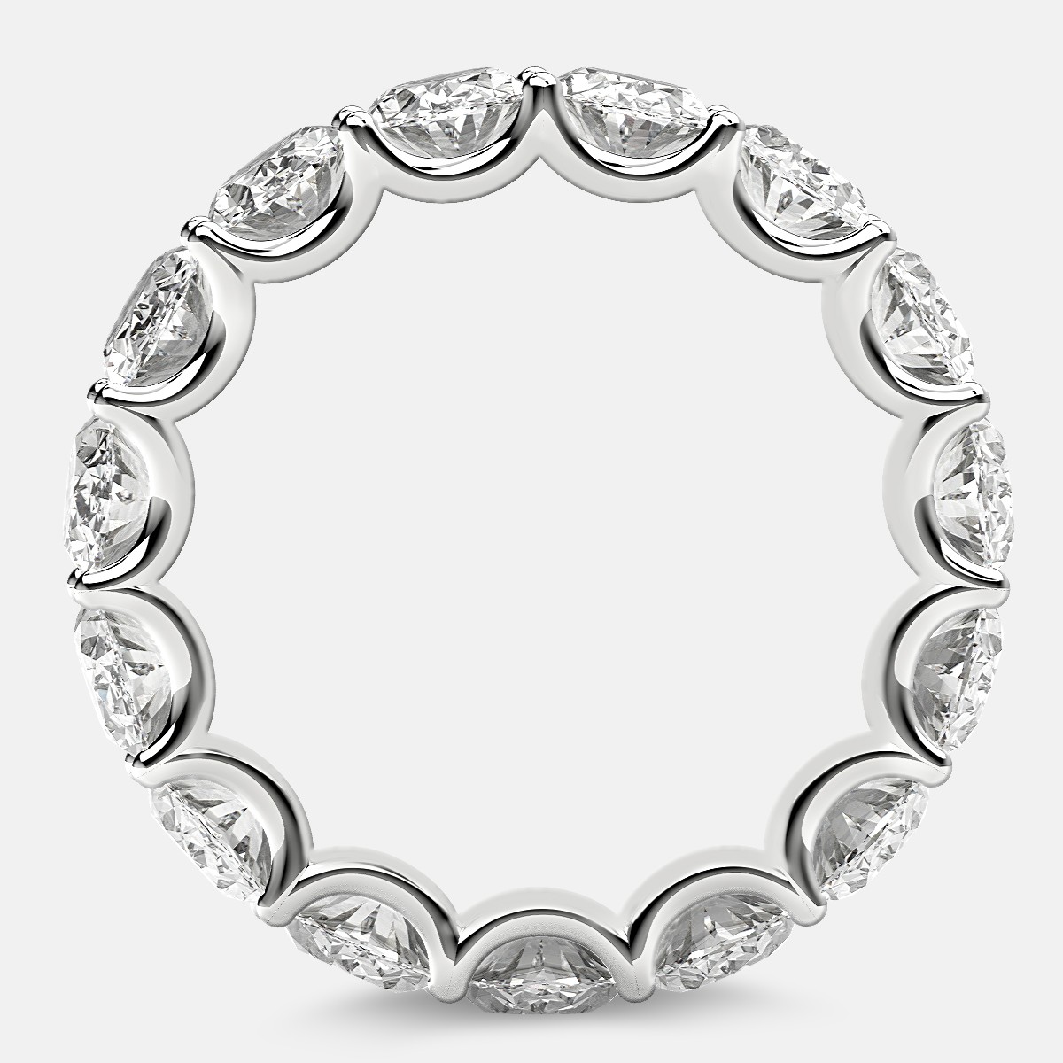 Curved Prong Eternity Ring with Oval Diamonds in Platinum