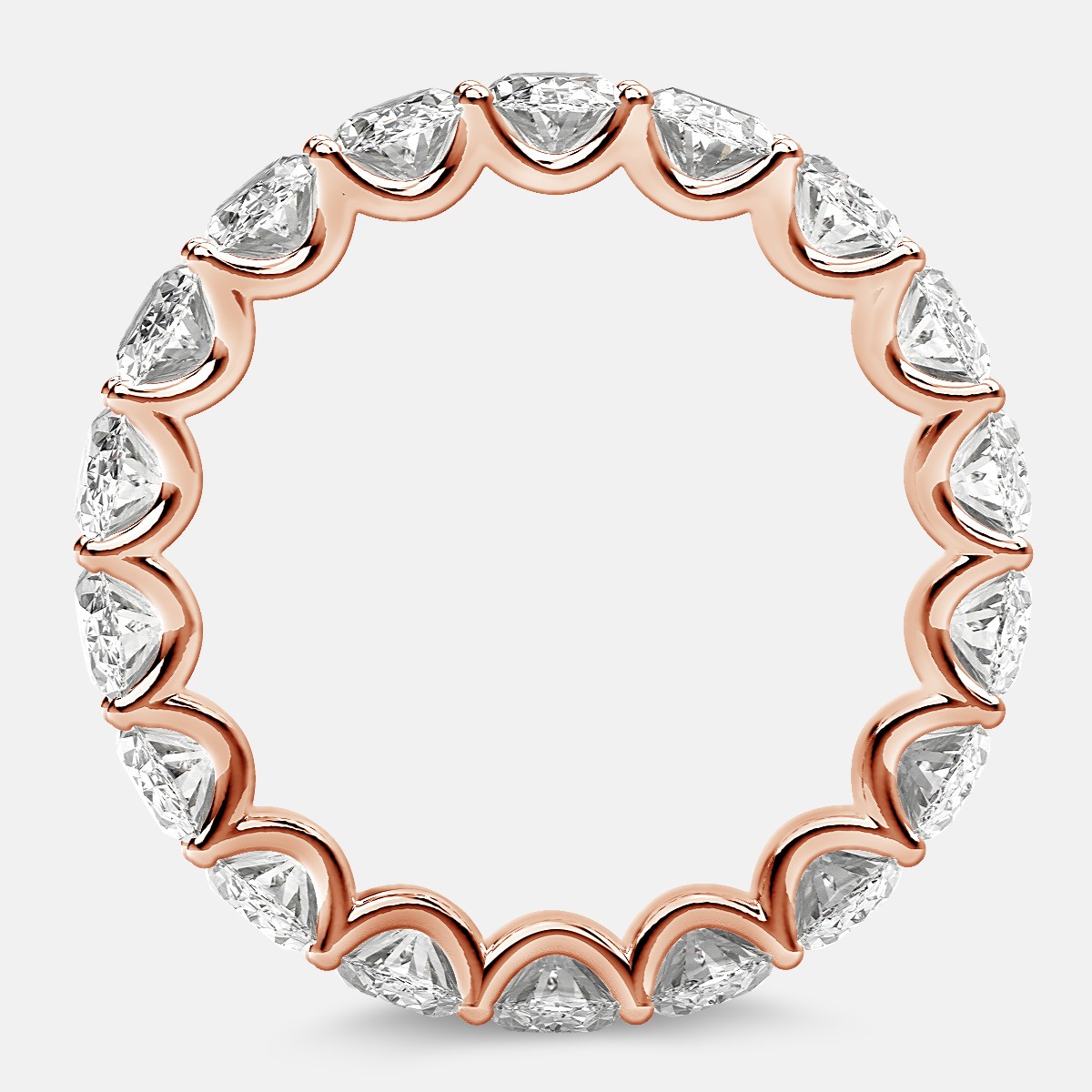 Curved Prong Eternity Ring with Oval Diamonds in 18k Rose Gold