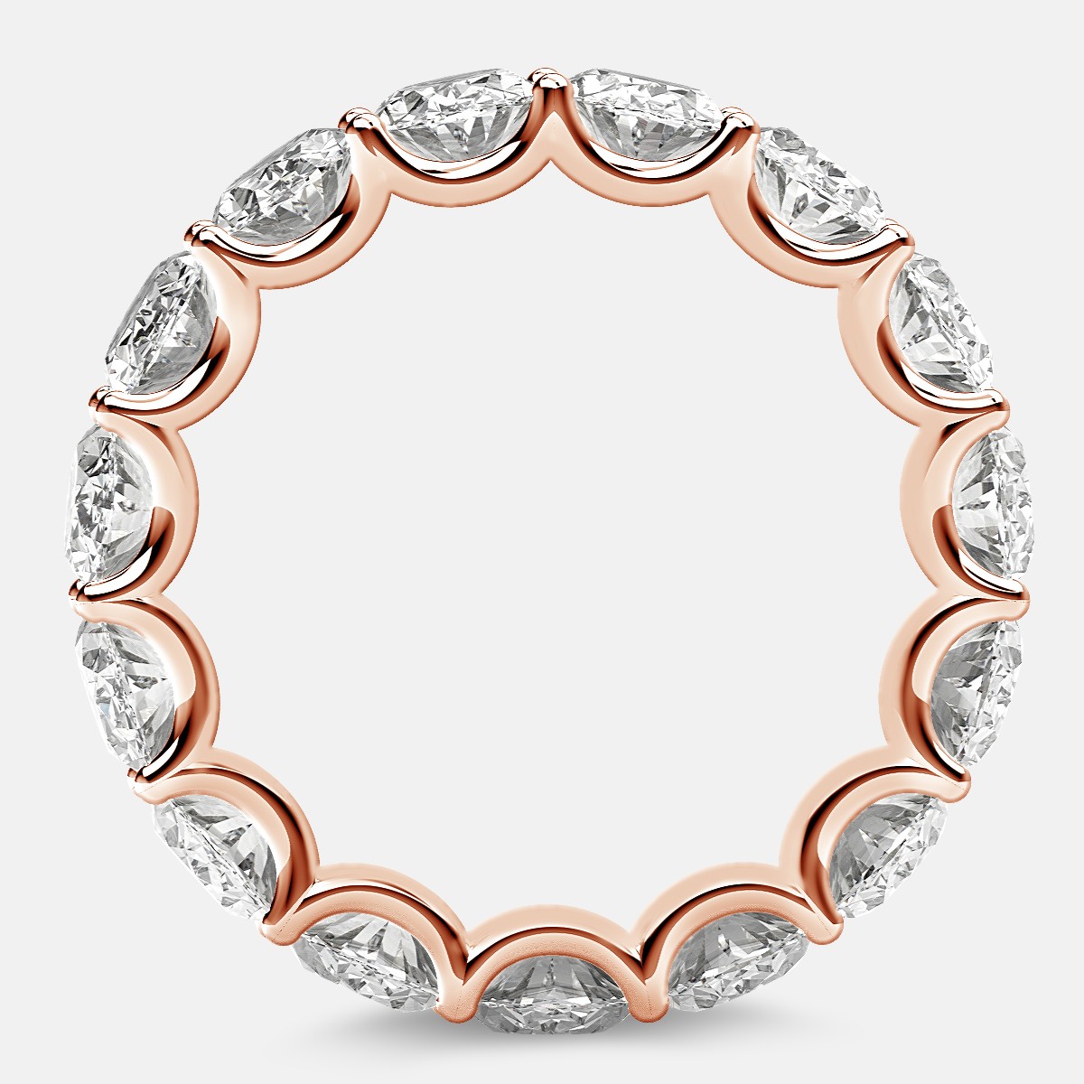 Curved Prong Eternity Ring with Oval Diamonds in 18k Rose Gold