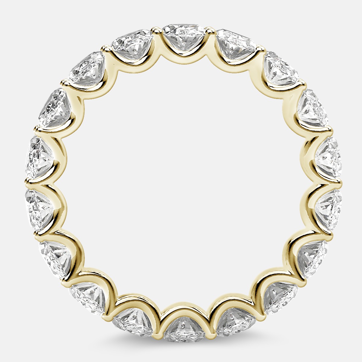 Curved Prong Eternity Ring with Oval Diamonds in 18k Yellow Gold