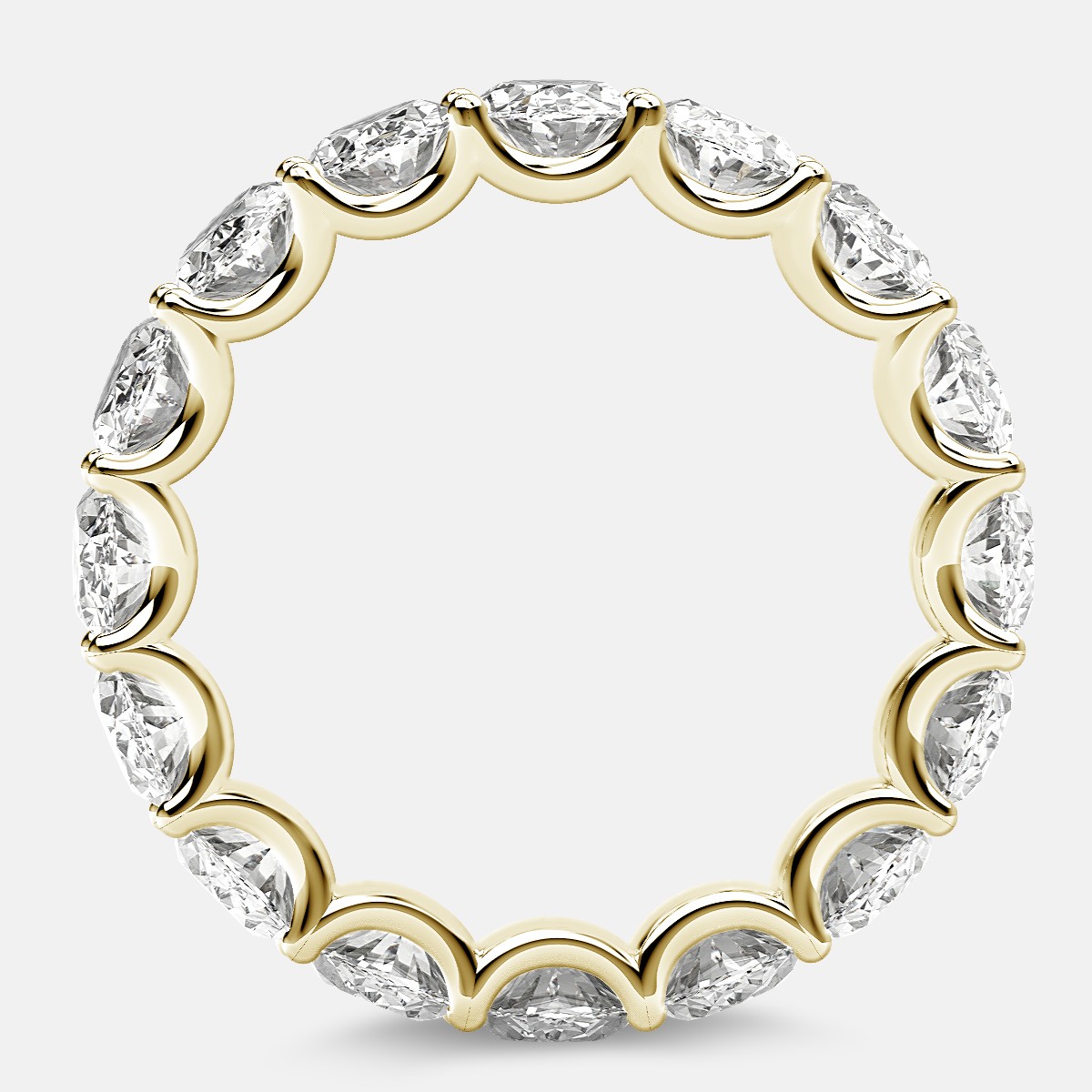 Curved Prong Eternity Ring with Oval Diamonds in 18k Yellow Gold