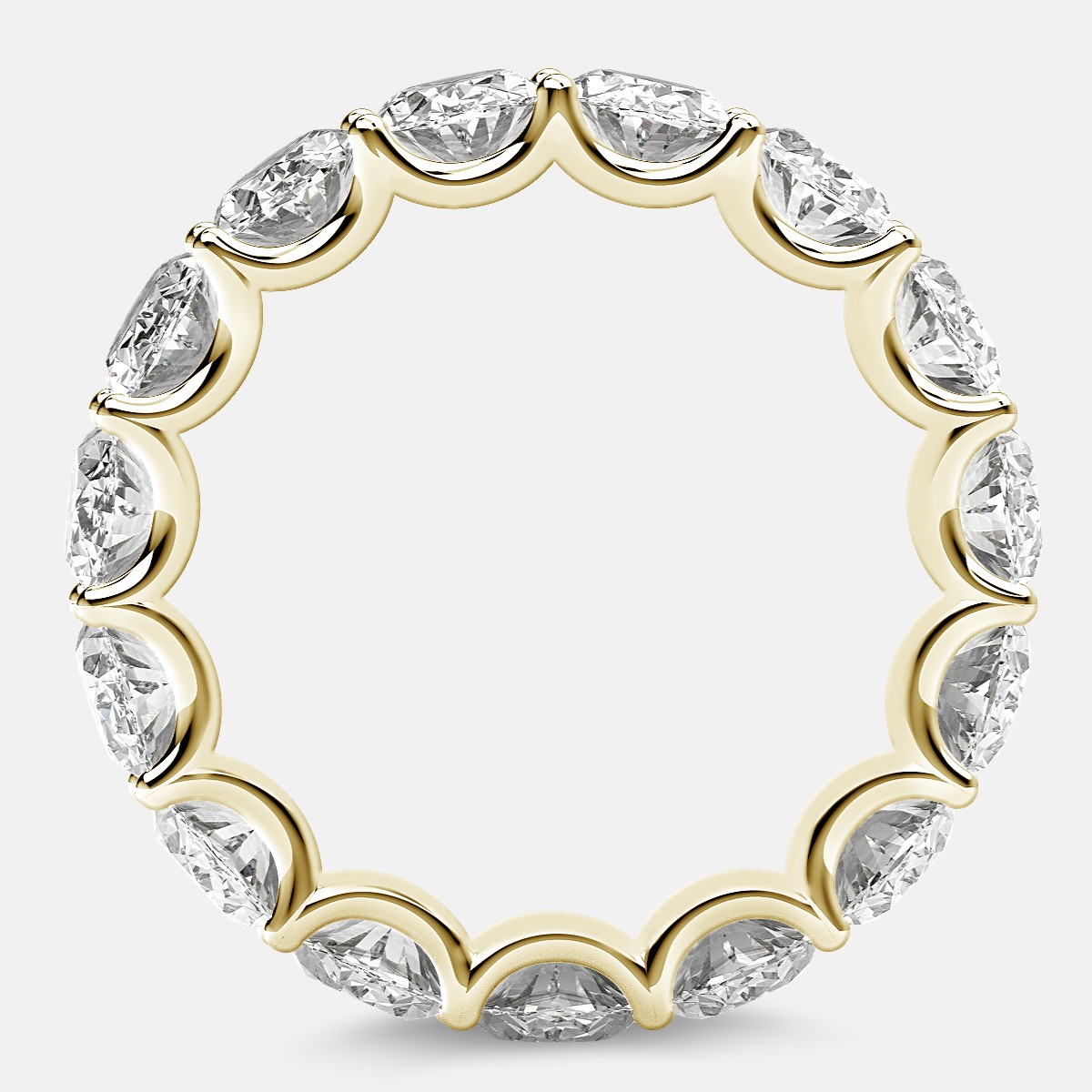 Curved Prong Eternity Ring with Oval Diamonds in 18k Yellow Gold