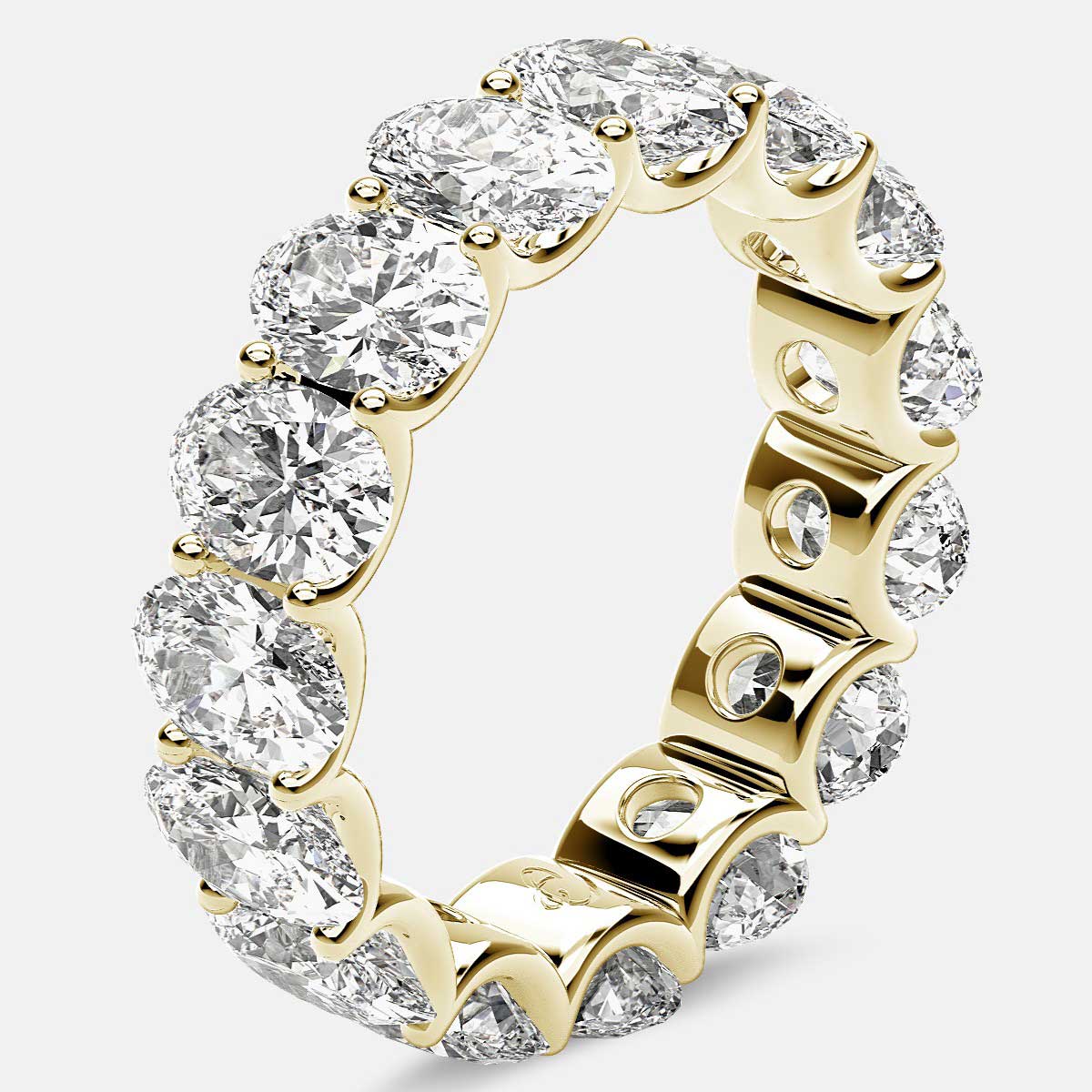 Curved Prong Eternity Ring with Oval Diamonds in 18k Yellow Gold