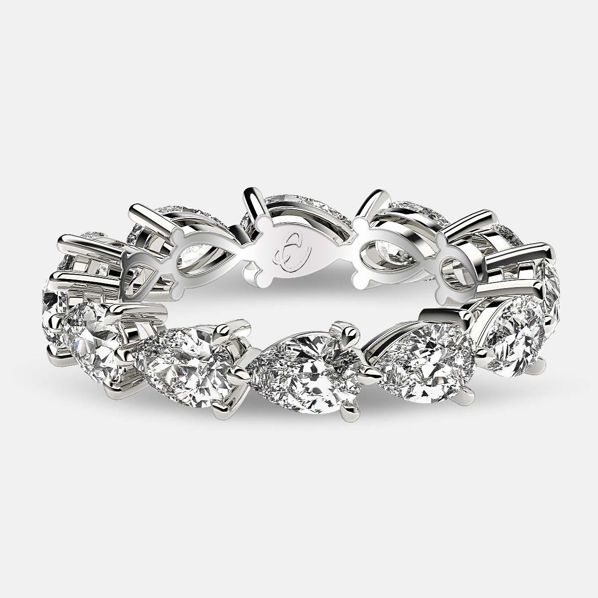 Classic Eternity Ring with Pear Shaped Diamonds in Platinum