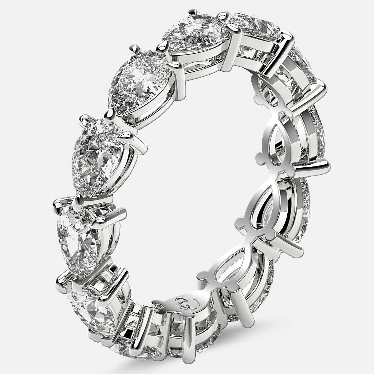 Classic Eternity Ring with Pear Shaped Diamonds in Platinum