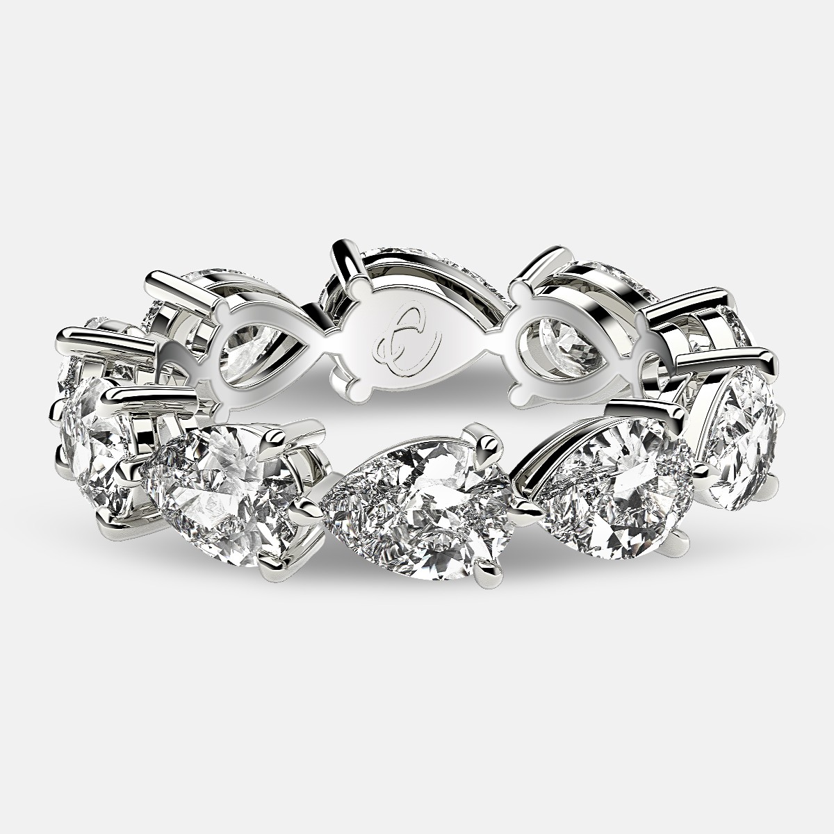 Classic Eternity Ring with Pear Shaped Diamonds in Platinum