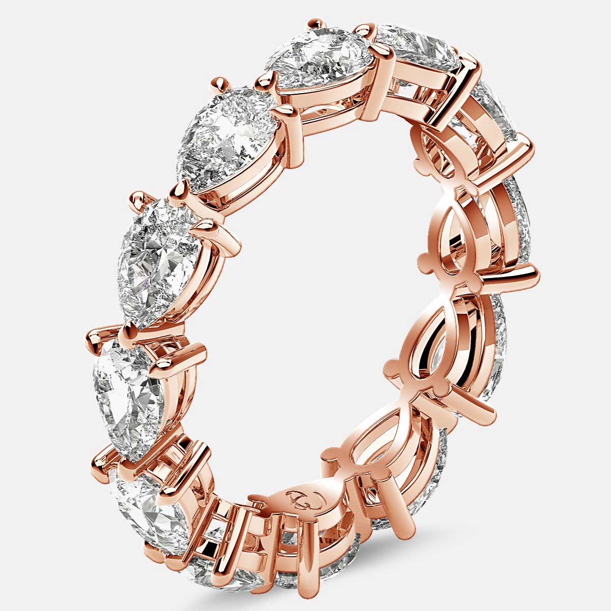 Classic Eternity Ring with Pear Shaped Diamonds in 18k Rose Gold