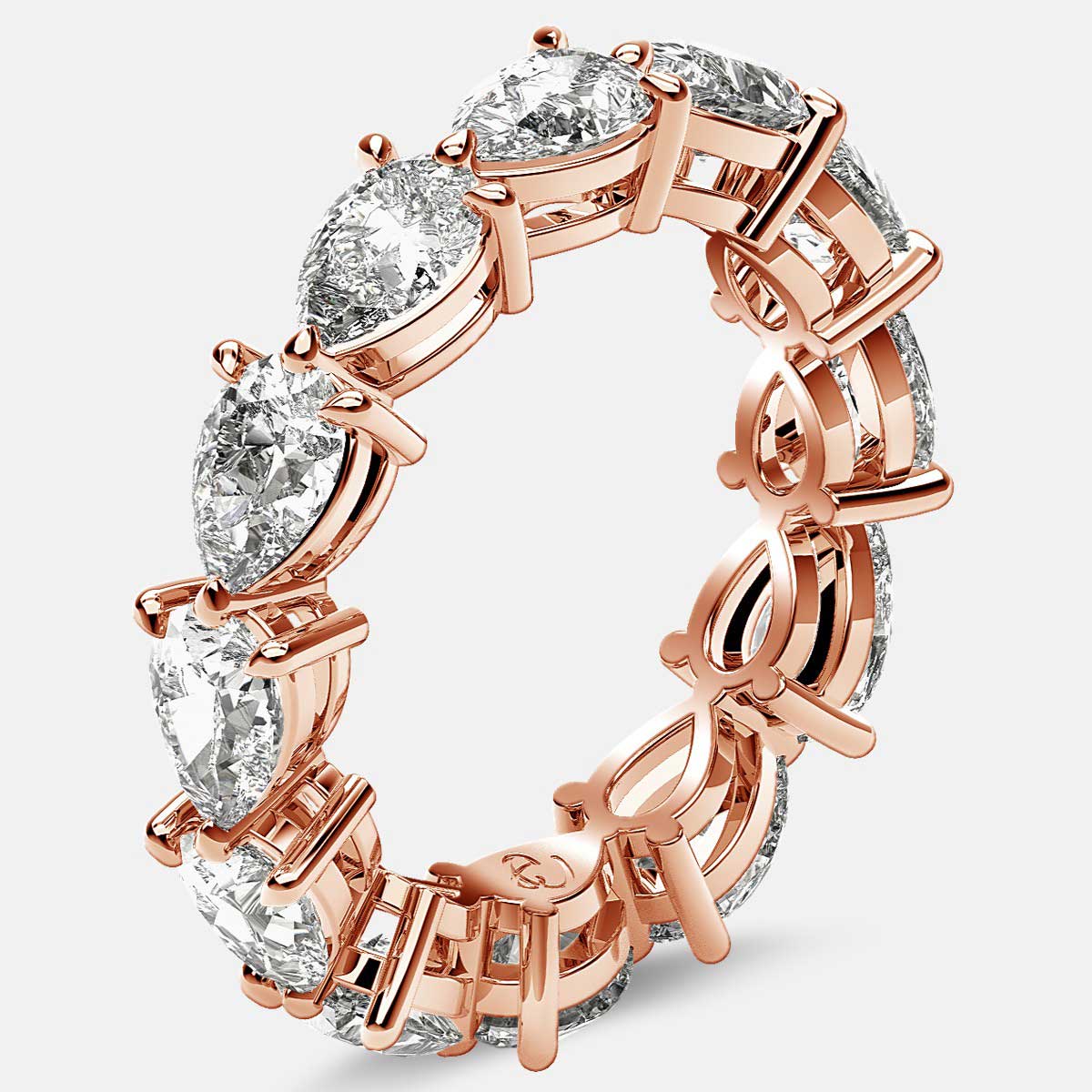 Classic Eternity Ring with Pear Shaped Diamonds in 18k Rose Gold