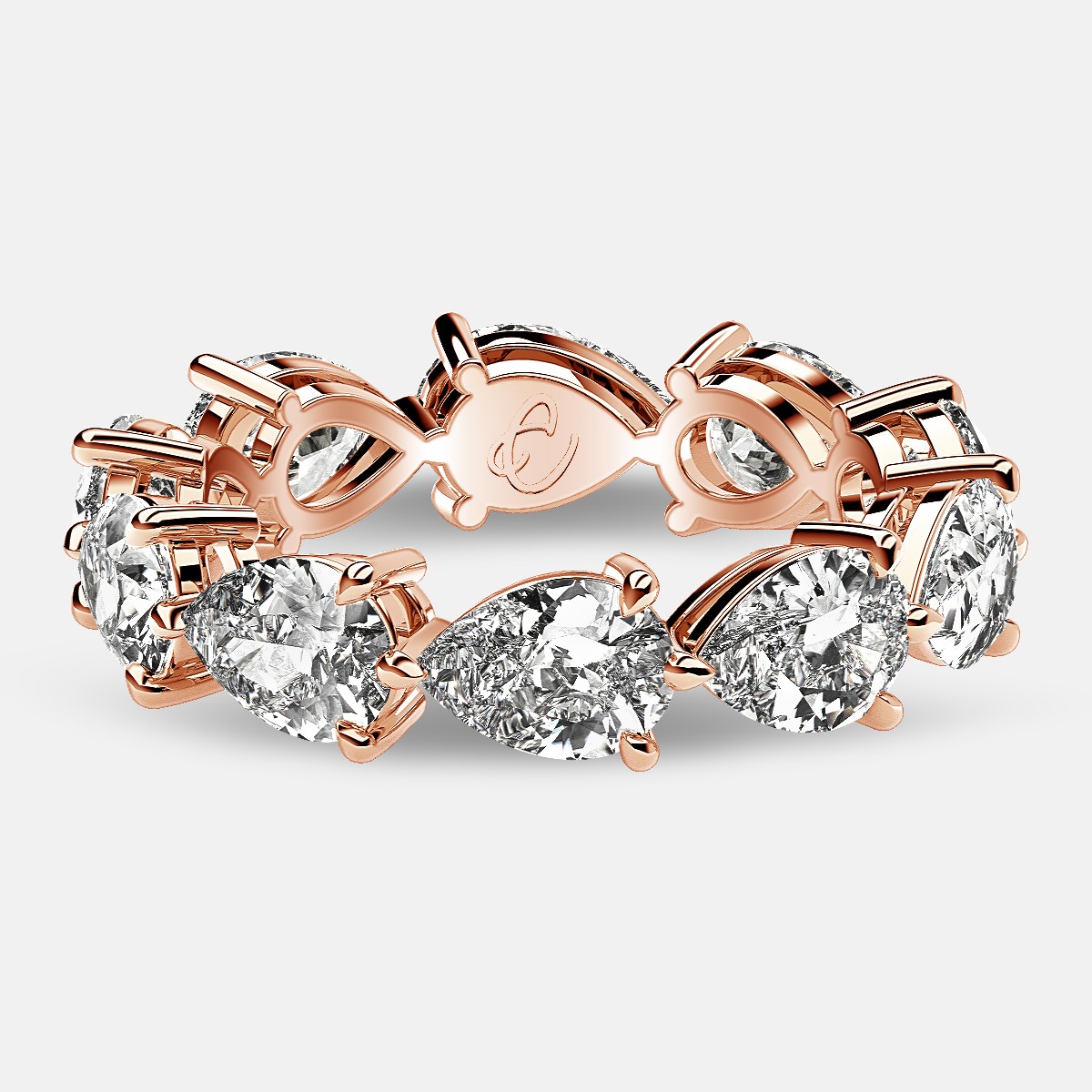 Classic Eternity Ring with Pear Shaped Diamonds in 18k Rose Gold