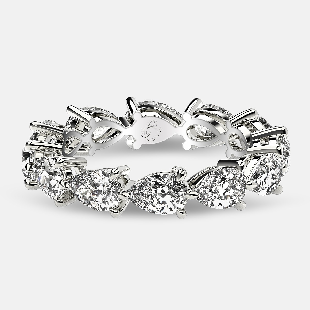 Classic Eternity Ring with Pear Shaped Diamonds in 18k White Gold