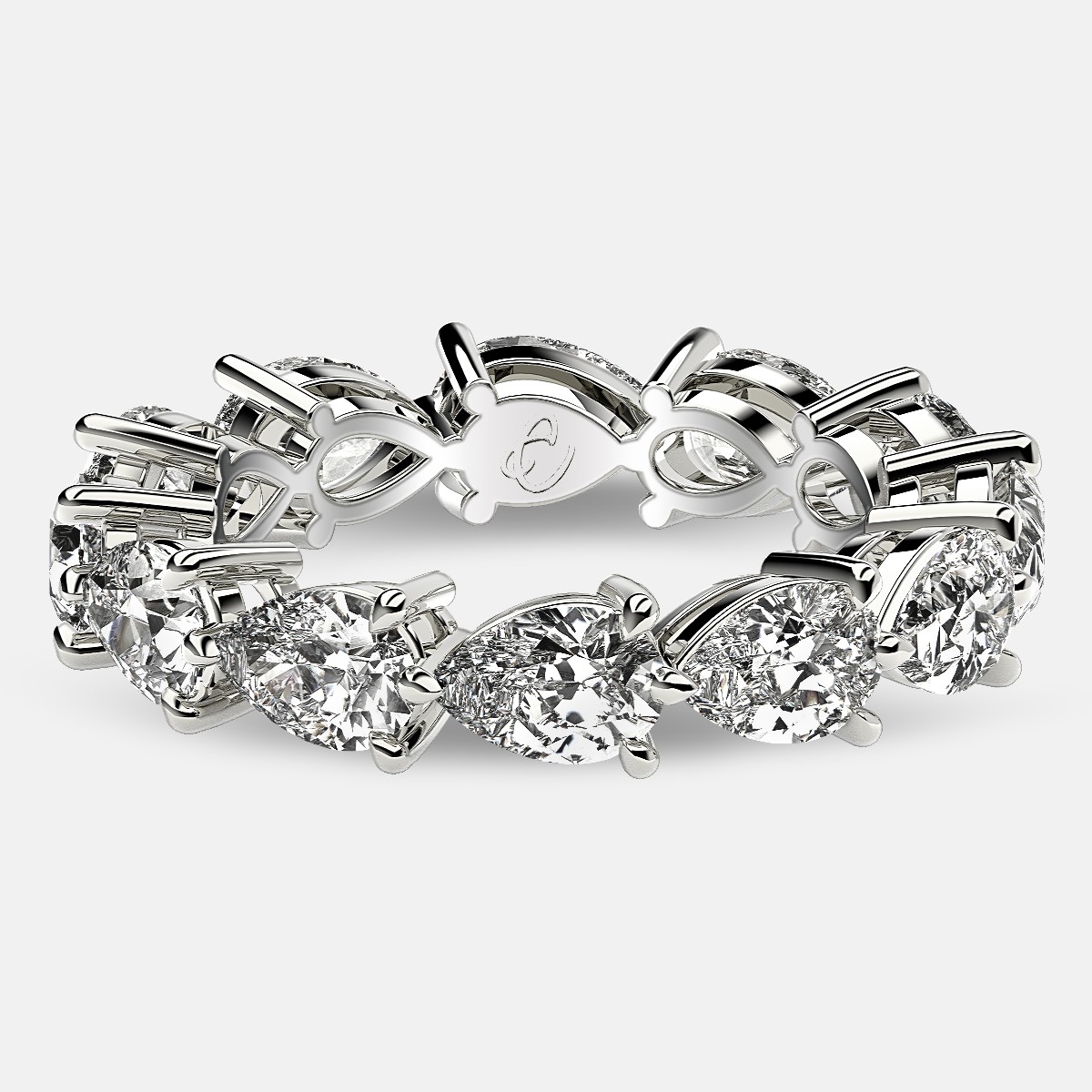 Classic Eternity Ring with Pear Shaped Diamonds in 18k White Gold