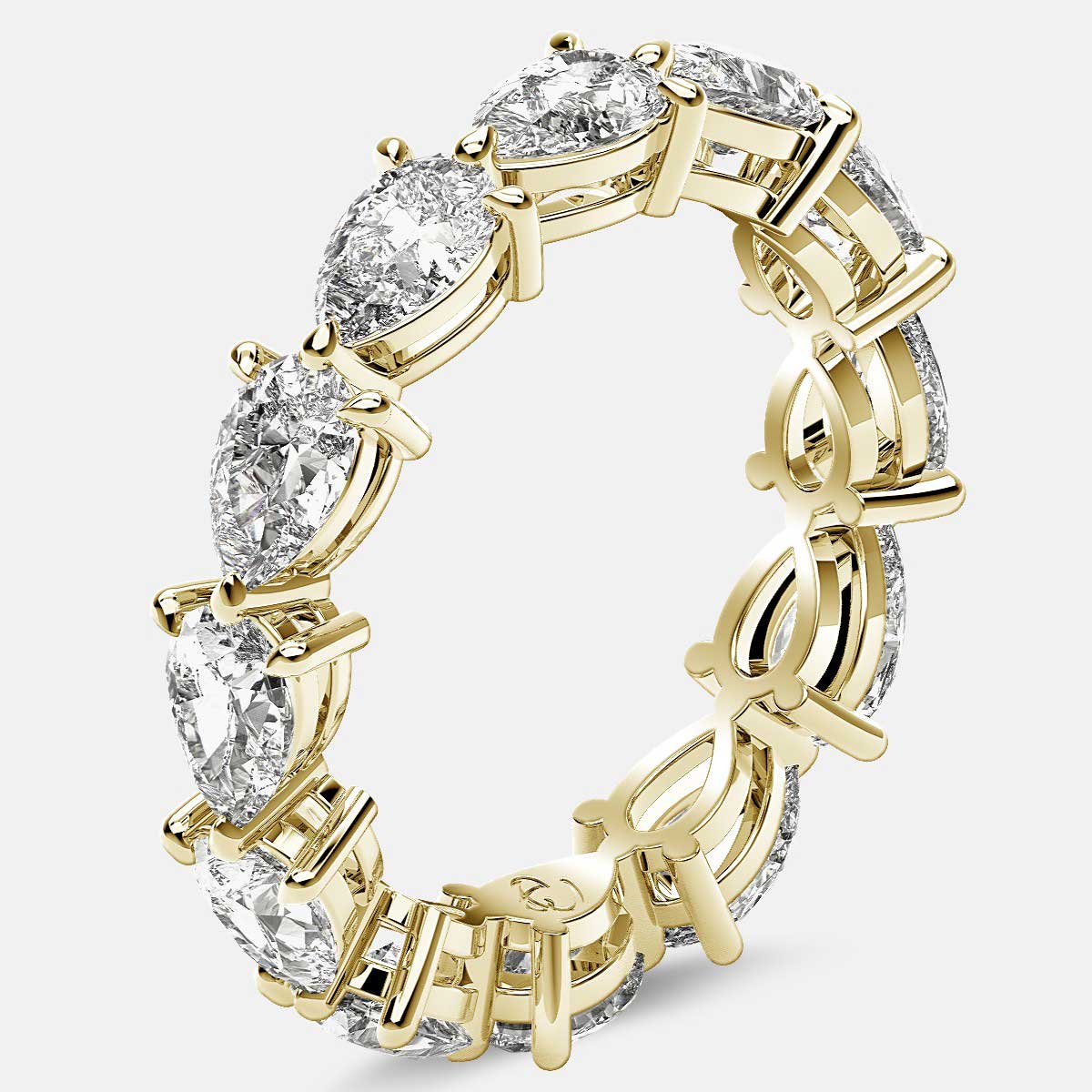 Classic Eternity Ring with Pear Shaped Diamonds in 18k Yellow Gold