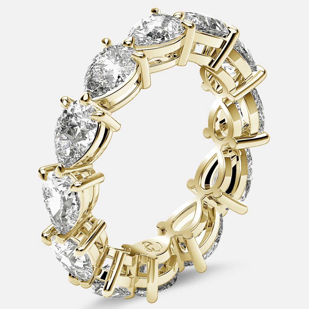 Classic Eternity Ring with Pear Shaped Diamonds in 18k Yellow Gold