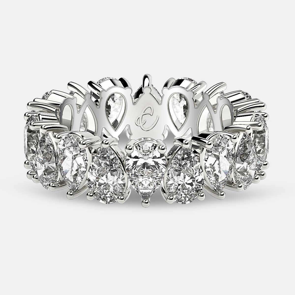 Prong Set Eternity Ring with Pear Shaped Diamonds in Platinum