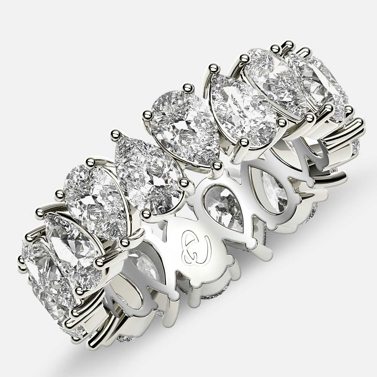 Prong Set Eternity Ring with Pear Shaped Diamonds in Platinum