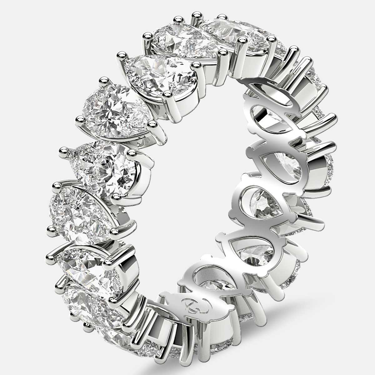 Prong Set Eternity Ring with Pear Shaped Diamonds in Platinum