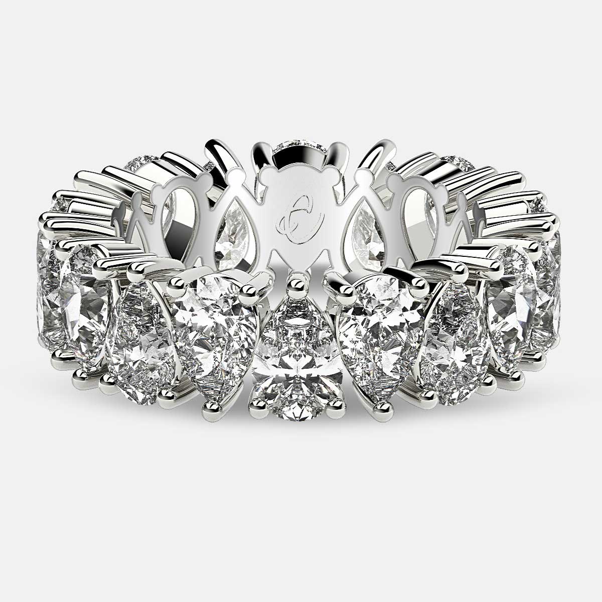 Prong Set Eternity Ring with Pear Shaped Diamonds in Platinum