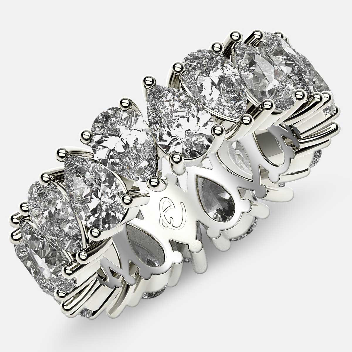 Prong Set Eternity Ring with Pear Shaped Diamonds in Platinum