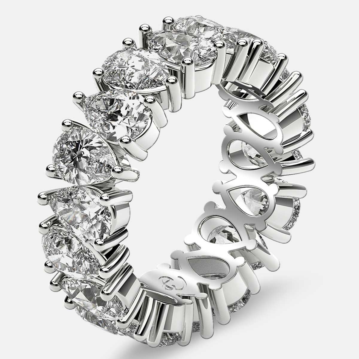 Prong Set Eternity Ring with Pear Shaped Diamonds in Platinum