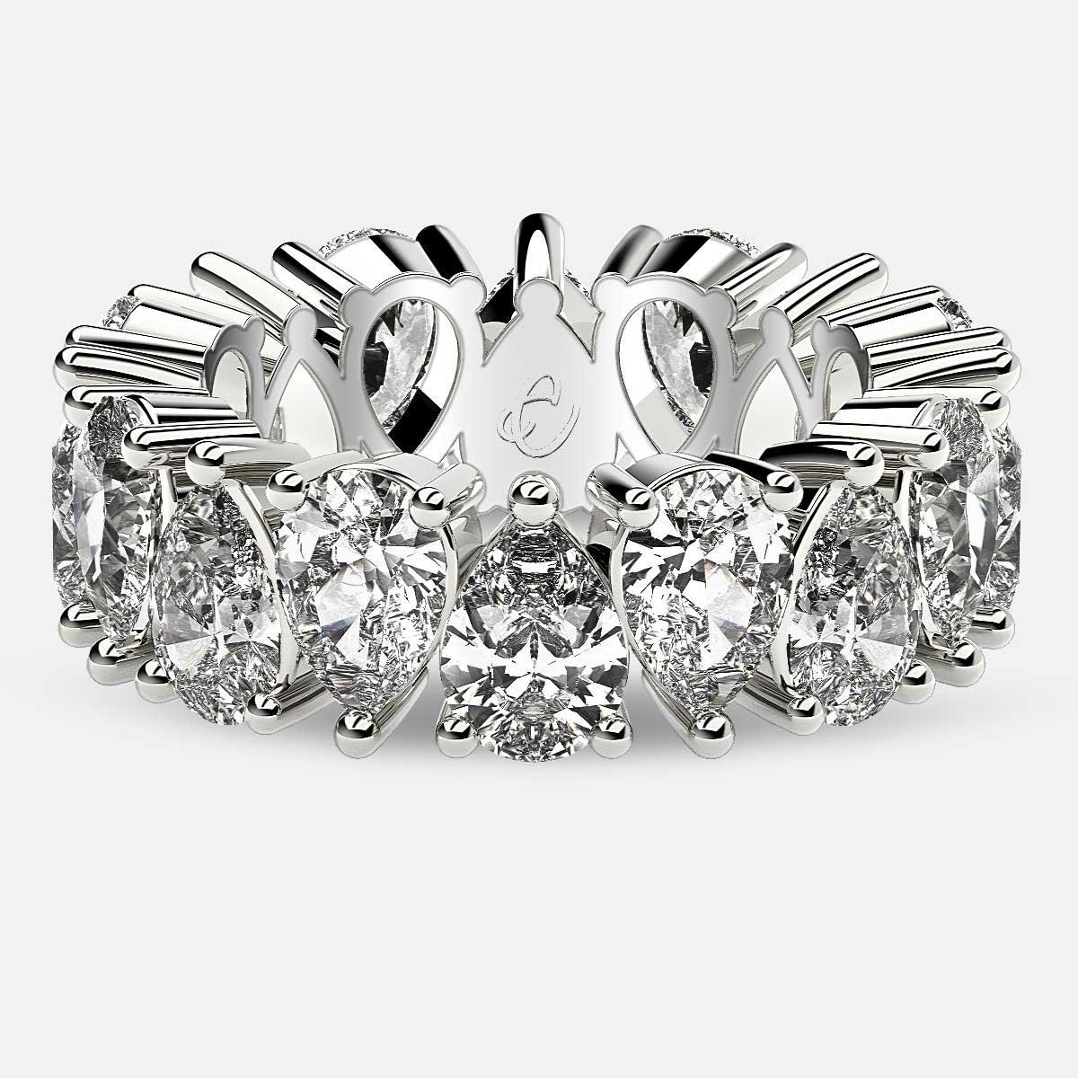 Prong Set Eternity Ring with Pear Shaped Diamonds in Platinum