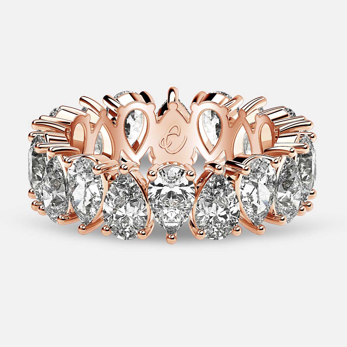 Prong Set Eternity Ring with Pear Shaped Diamonds in 18k Rose Gold