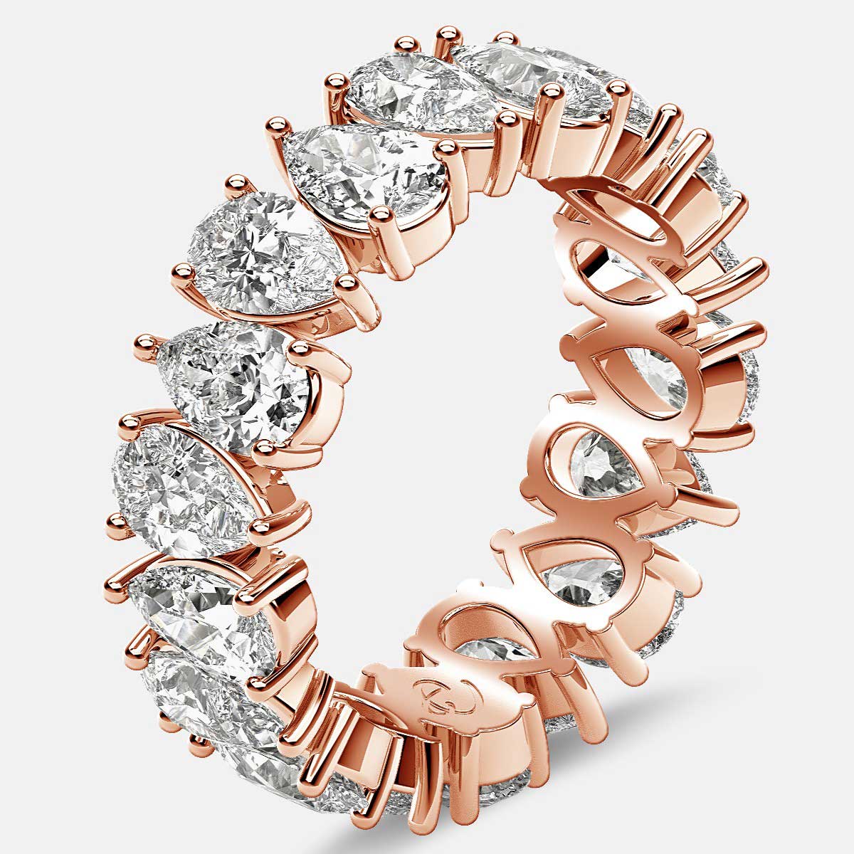 Prong Set Eternity Ring with Pear Shaped Diamonds in 18k Rose Gold