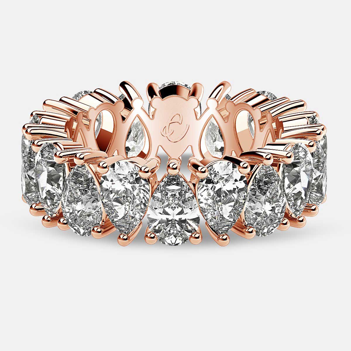 Prong Set Eternity Ring with Pear Shaped Diamonds in 18k Rose Gold