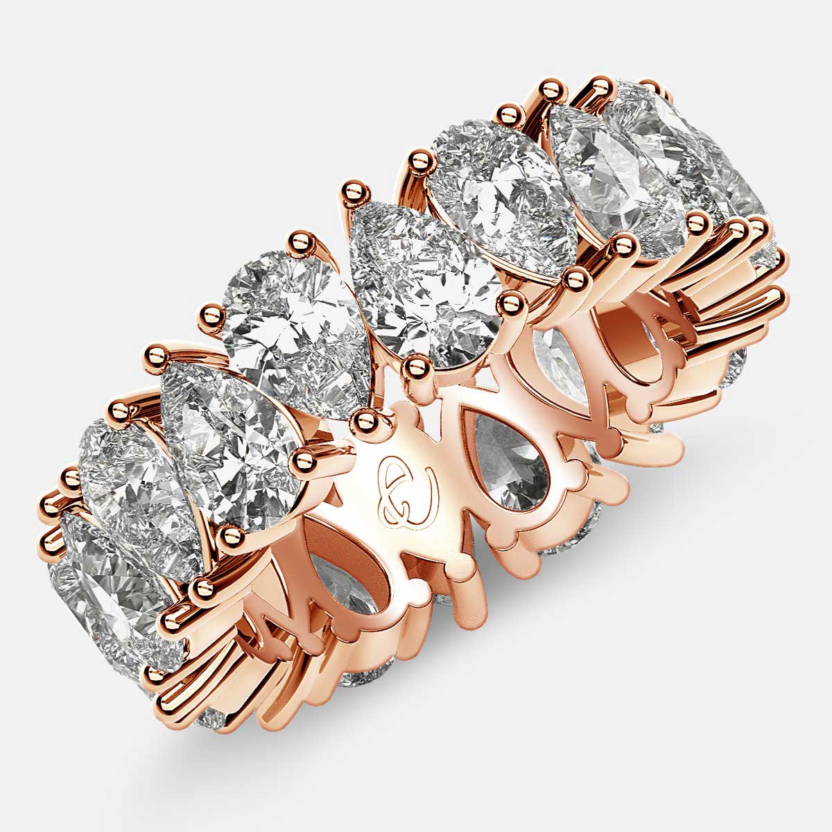 Prong Set Eternity Ring with Pear Shaped Diamonds in 18k Rose Gold