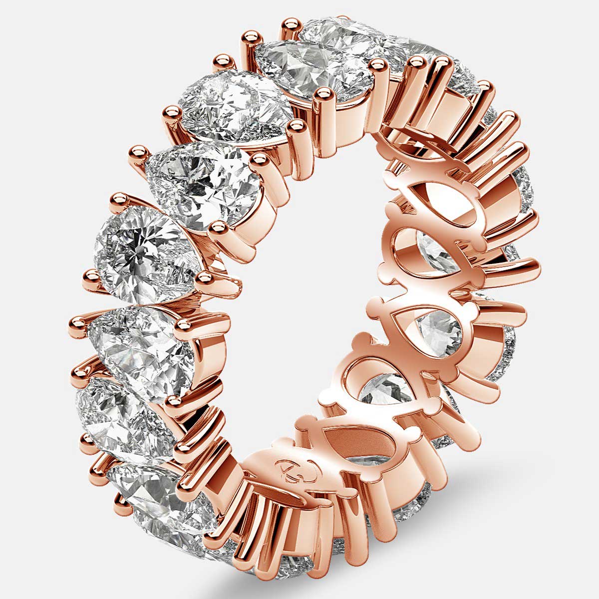 Prong Set Eternity Ring with Pear Shaped Diamonds in 18k Rose Gold